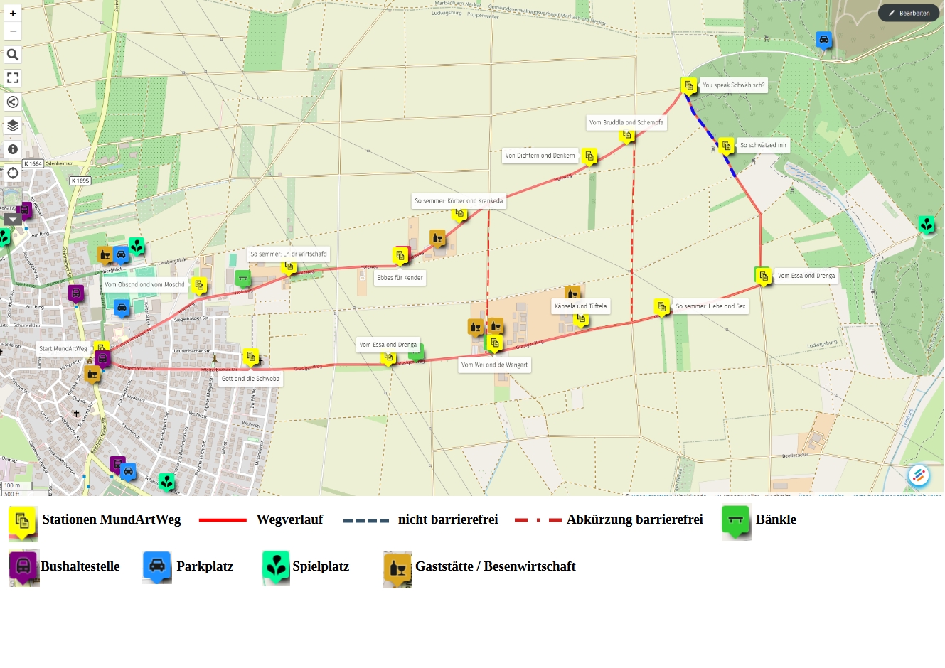 Karte MundArtWeg verlinkt